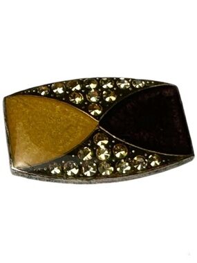 Pierre Bex Art Deco 1930’s Silver Enamel Rhinestone Brooch